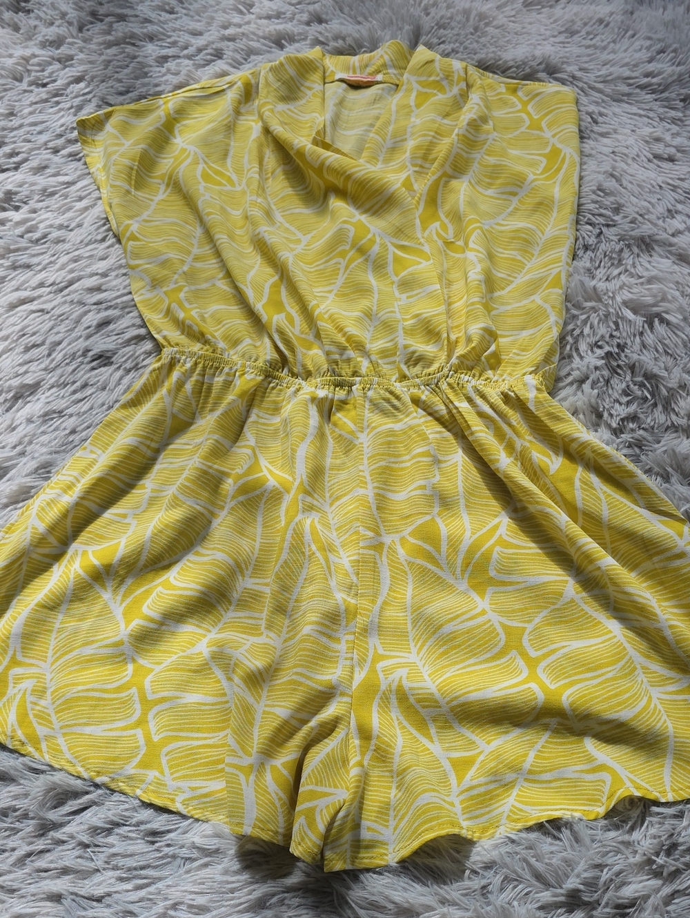 Timing Yellow and White Printed Girls' One-Piece Romper
